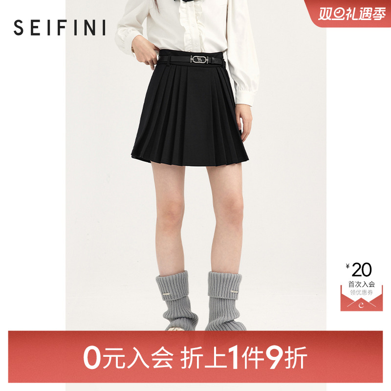 【0元入会1件9折】诗凡黎梭织半裙女3EC140131伊芙丽outlets店