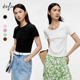 T恤春夏白色多巴胺上衣女装 伊芙丽outlets店凉感黑色基础修身 短袖