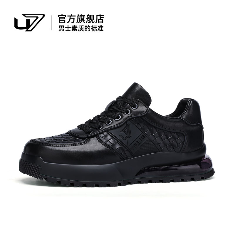 u7休闲皮鞋头层牛皮厚底增高