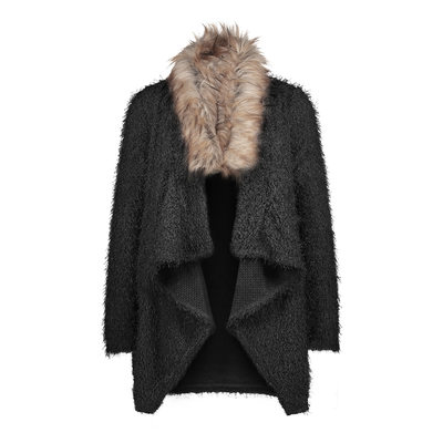 Large fur collar cardigan plush windbreaker