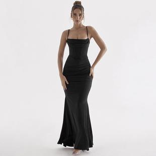 sexy party sling Temperament dress slimming fishtail waist