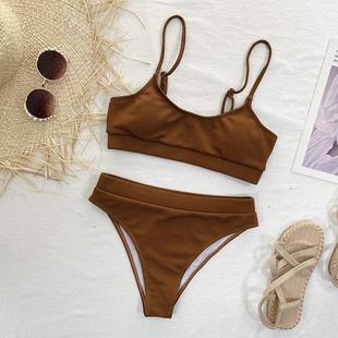 piece ladies two color solid swimsuit Womens bikini