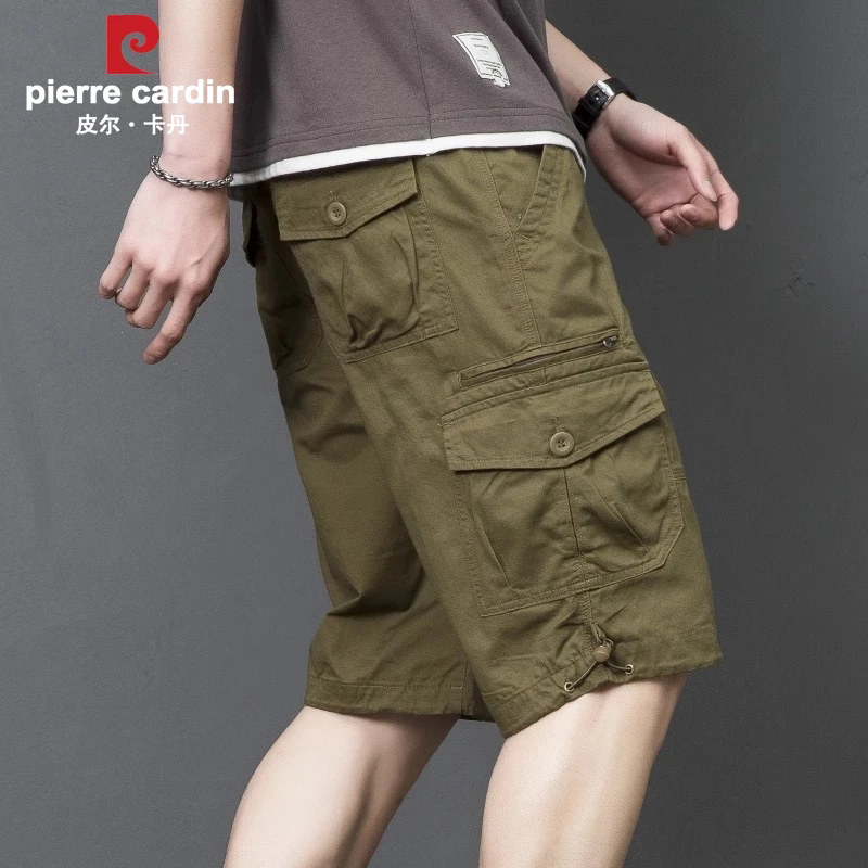 皮尔卡丹夏季新款男士多口袋含棉工装短裤时尚百搭大码休闲五分裤