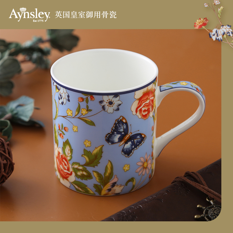 英国Aynsley安斯丽小屋花园家用骨瓷马克杯情侣杯茶杯办公室水杯