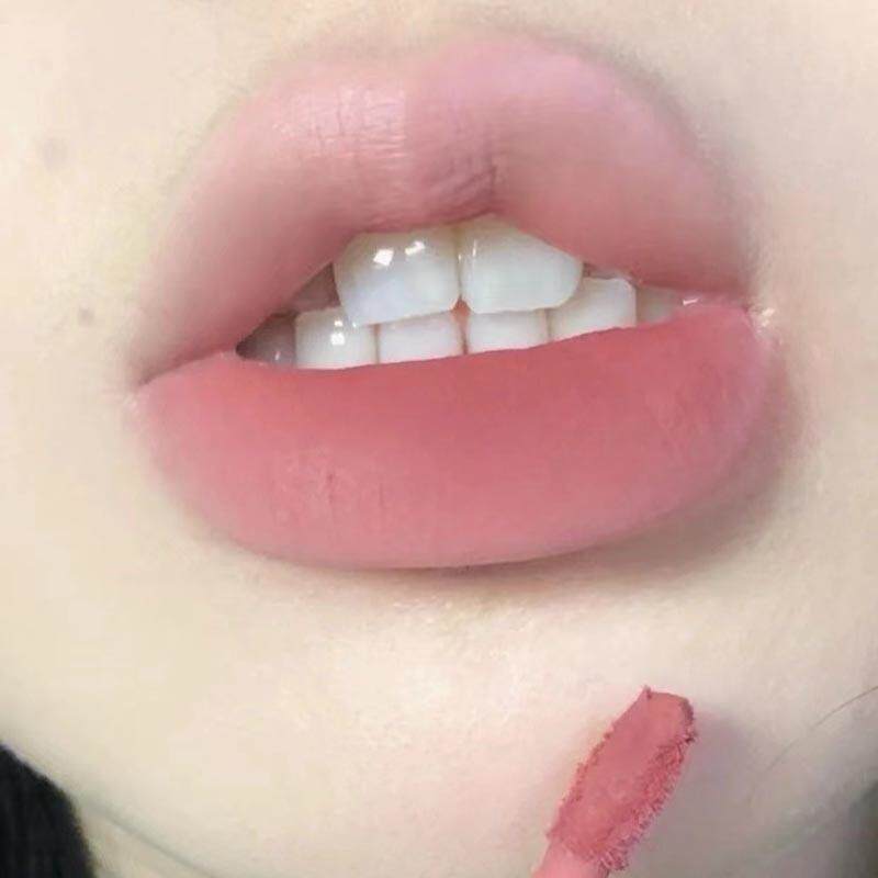 藕粉色唇釉低饱和哑光素颜橄榄皮樱桃粉口红学生款