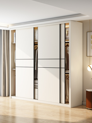 国富Enf级实木推拉门衣柜小公寓卧室现代简单定制推拉顶衣柜