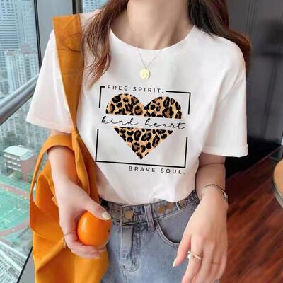 打底衫薄款时尚短袖豹纹