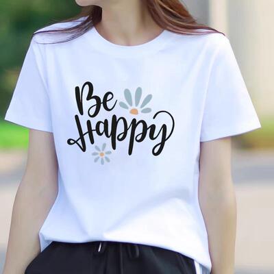 网红爆款新款短袖洋气女韩版圆领时尚休闲薄款花朵字母印花insT恤