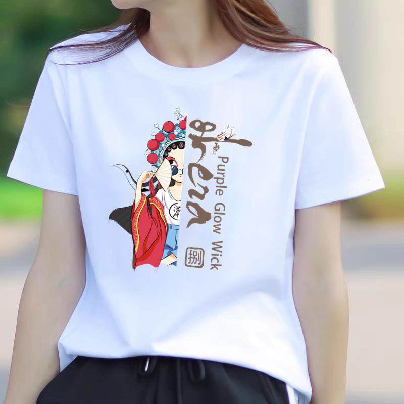 中国风网红国潮爆款新款短袖休闲薄款印花外穿女可爱圆领时尚T恤