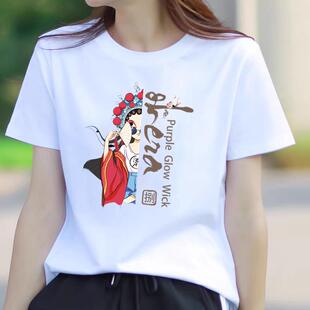 中国风网红国潮爆款新款短袖休闲薄款印花外穿女可爱圆领时尚T恤