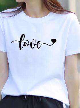 简约法式网红爆款新款短袖洋气女韩版圆领时尚休闲薄款印花insT恤