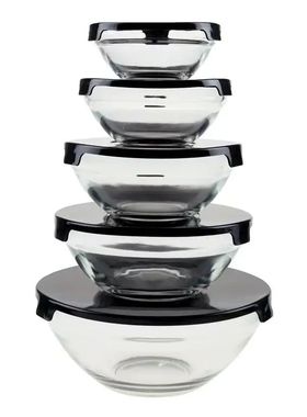 Glass Food Storage Containers with Snap Lids 10 Pieces Set b