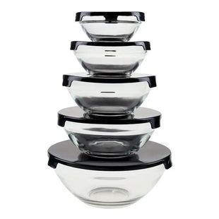 Glass Food Storage Containers with Snap Lids 10 Pieces Set b