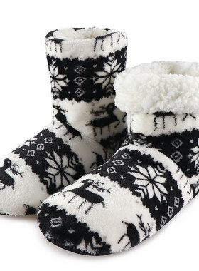 Winter Socks Shoes Woman Home Slippers Christmas Elk Indoor