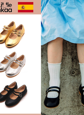 little winkaa双脚背带公主鞋女童玛丽珍芭蕾舞演出小皮鞋LW43029