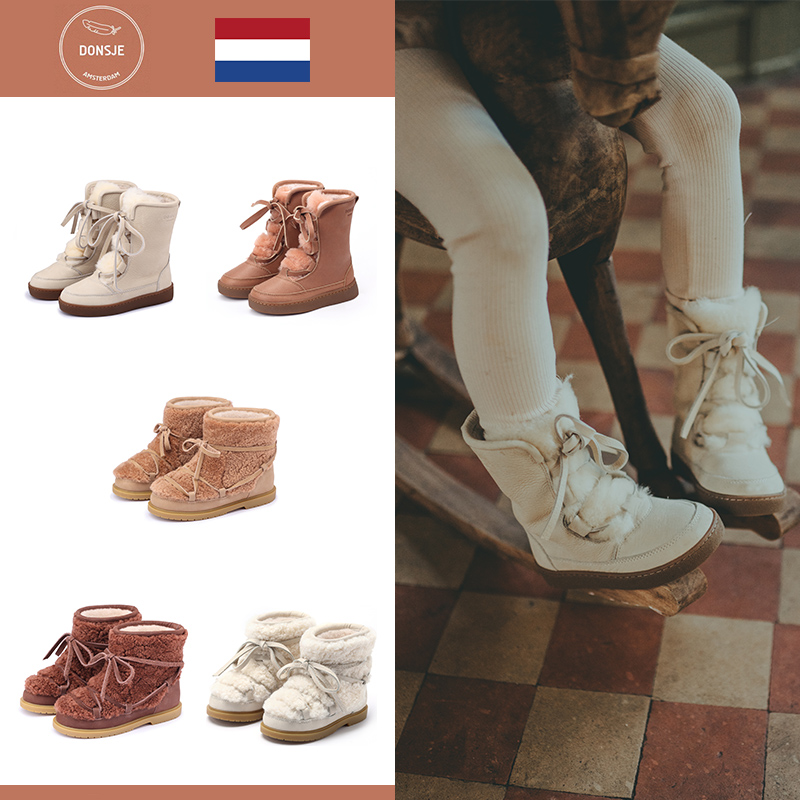 荷兰DONSJE绑带系带加绒靴子