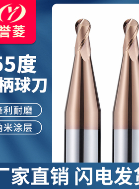 55度粗柄球刀球头铣刀2刃钨钢合金加长涂层立铣刀R1R2CNC数控刀具