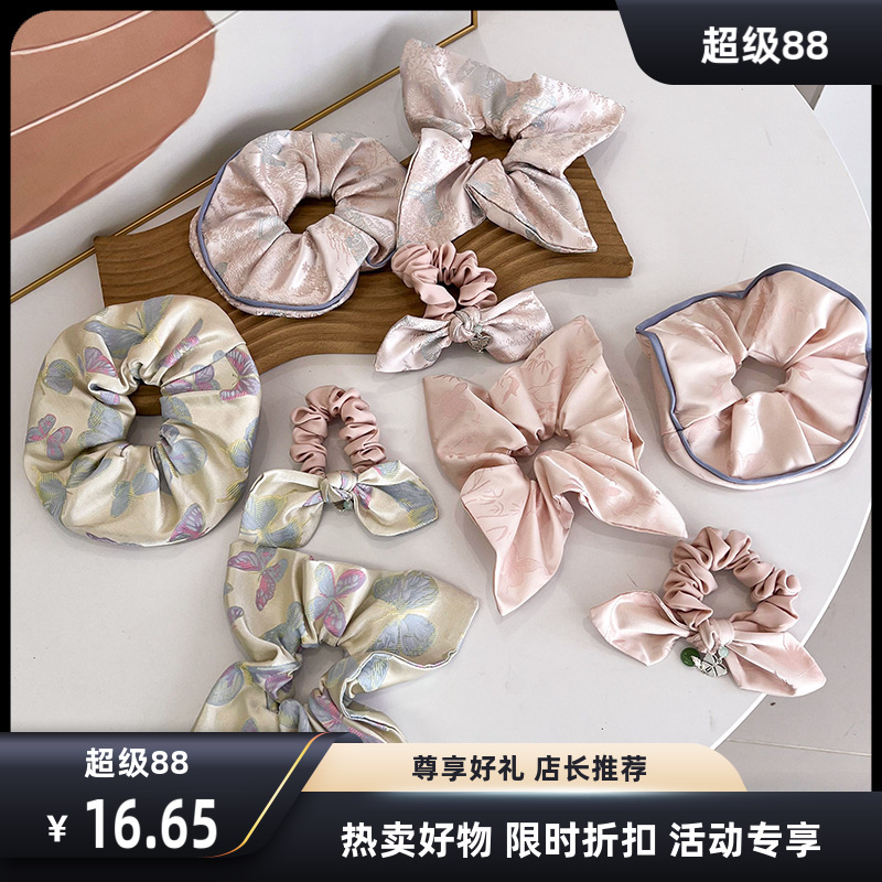 国风卡通刺绣糖果色大肠发圈女春季辫子复古法式简约结头圈小清新