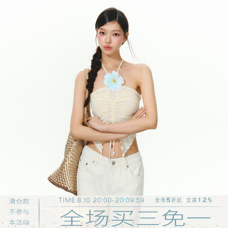 MMMOUND 美式复古设计感挂脖吊带背心女夏季新款辣妹上衣图片