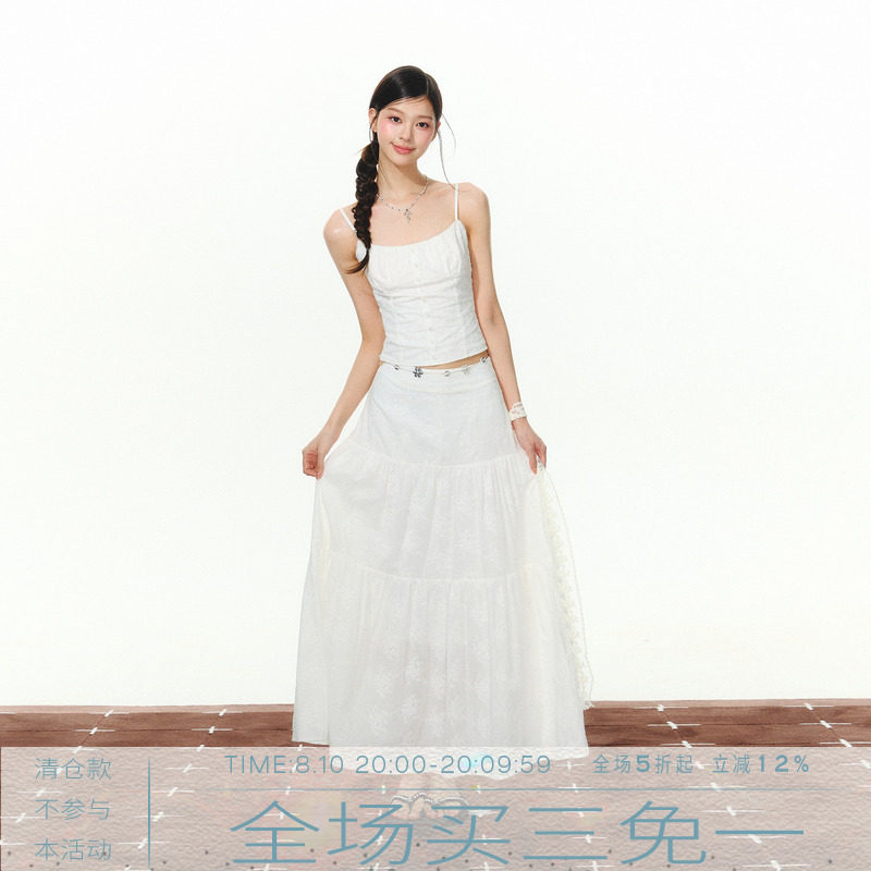 MMMOUND 白色抹胸+长裙套装女夏季新款两件套图片