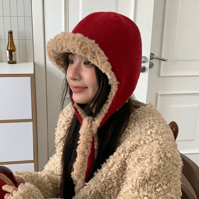 安可拉红雷峰帽女款秋冬季保暖