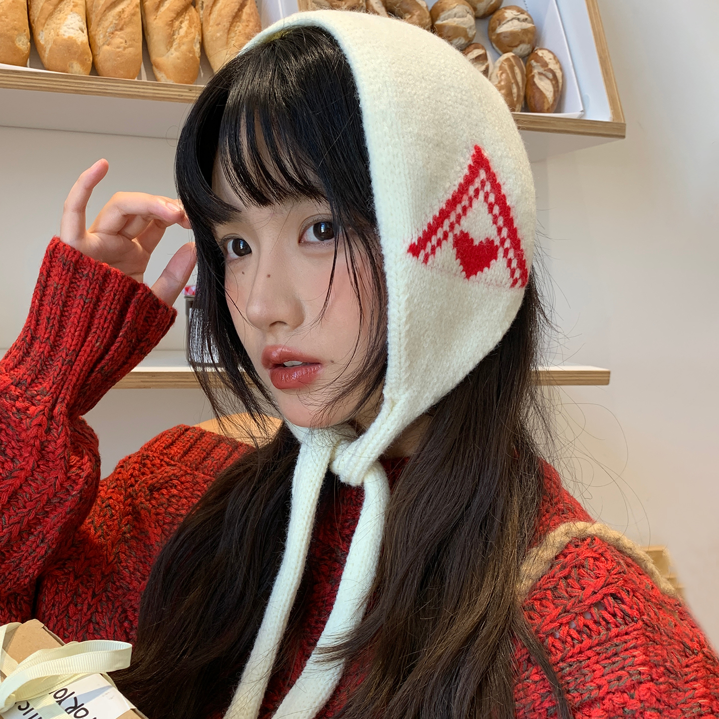 绑带针织毛线耳罩女款秋冬季韩版百搭头巾防寒护耳保暖耳暖耳捂子