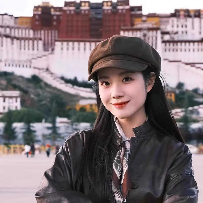 美拉德英伦风贝雷帽子女秋冬季报童画家帽复古显脸小绒皮质八角帽