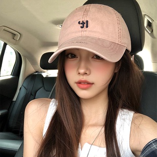 高品质帽子女2026新款粉色棒球帽韩版复古显脸小宽檐鸭舌帽遮颧骨