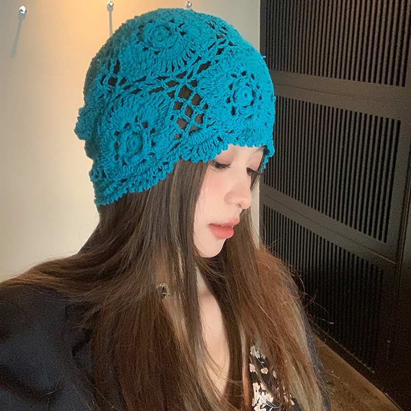 编织堆堆帽子女2025新款蕾丝