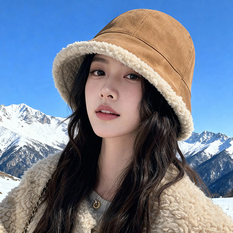 羊羔毛帽子女2025新款秋冬加厚