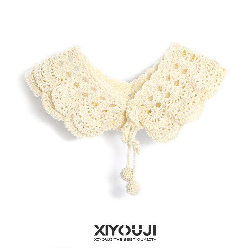 AUTUMN AND WINTER ADULT DOUBLE DOLL COLLAR FAKE COLLAR CHILDRENS VERSATILE FAKE COLLAR KNITTED FAKE NECKLINE LACE GIRL WOOL COLLAR