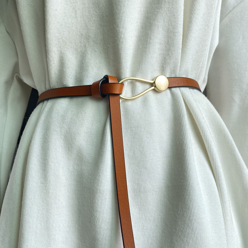 西装百搭风打结黑色毛衣细腰带