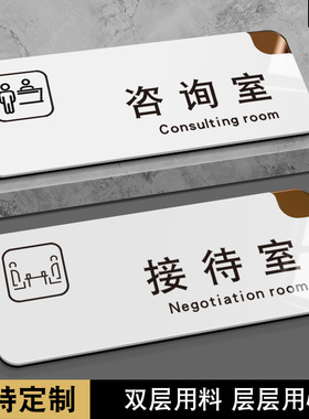 亚克力美容院接待室标牌定制心理咨询室门牌VIP贵宾室房间提示牌墙贴自粘免打孔直播室标牌部门公司科室牌子