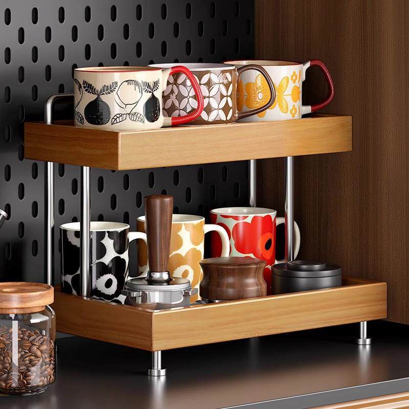 实木杯架中古风杯子收纳置物架茶杯茶具桌面置物架餐桌咖啡杯架子