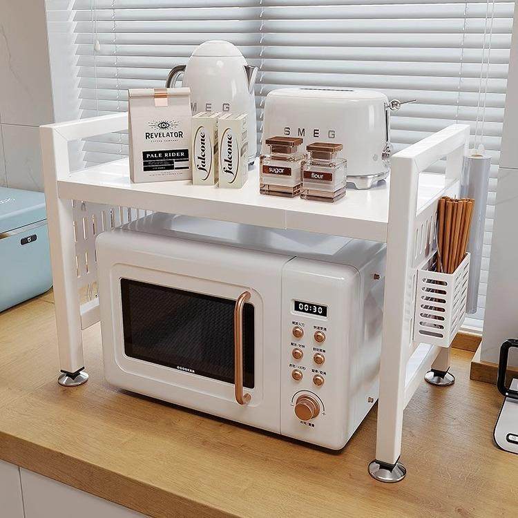 厨房微波炉架子置物架家用可伸缩空气炸锅电饭煲台面烤箱收纳支架