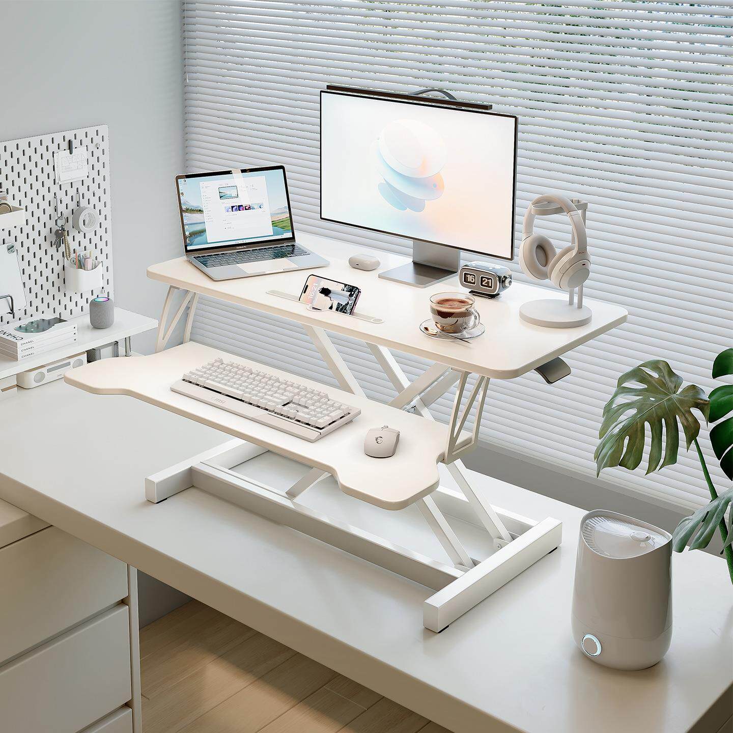 站立式办公桌升降工作台电脑桌桌面台式显示屏可调节折叠支架