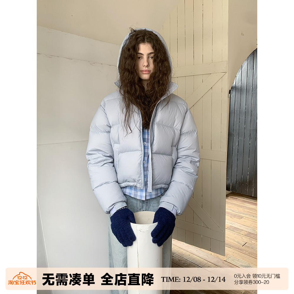 UNRETRO冬季短款连帽羽绒服