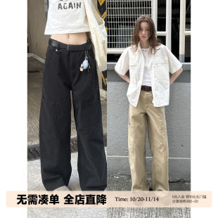 男女Cleanfit小个子阔腿休闲裤 裤 复古水洗直筒工装 UNRETRO美式