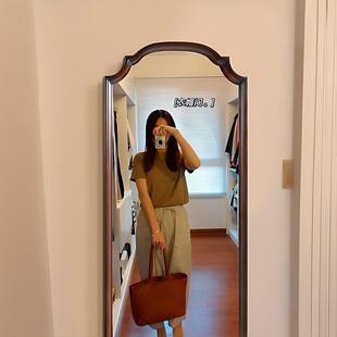 复古贴墙壁挂全身镜家用玄关中古落地穿衣镜子法式 美式 挂墙试衣镜