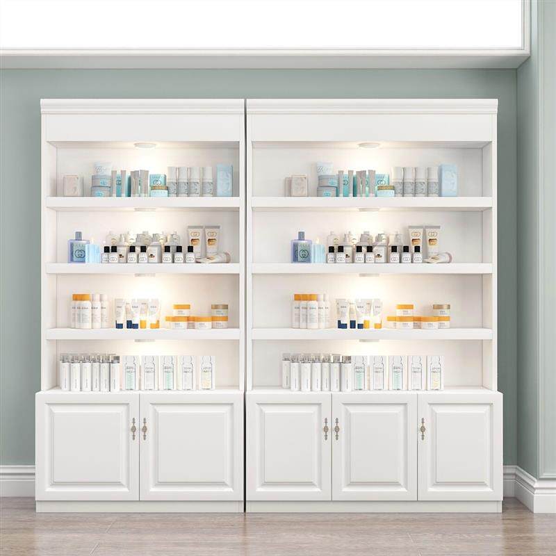 欧式化妆品展示柜落地商用精品美甲店理发店美容院货柜产品陈列柜