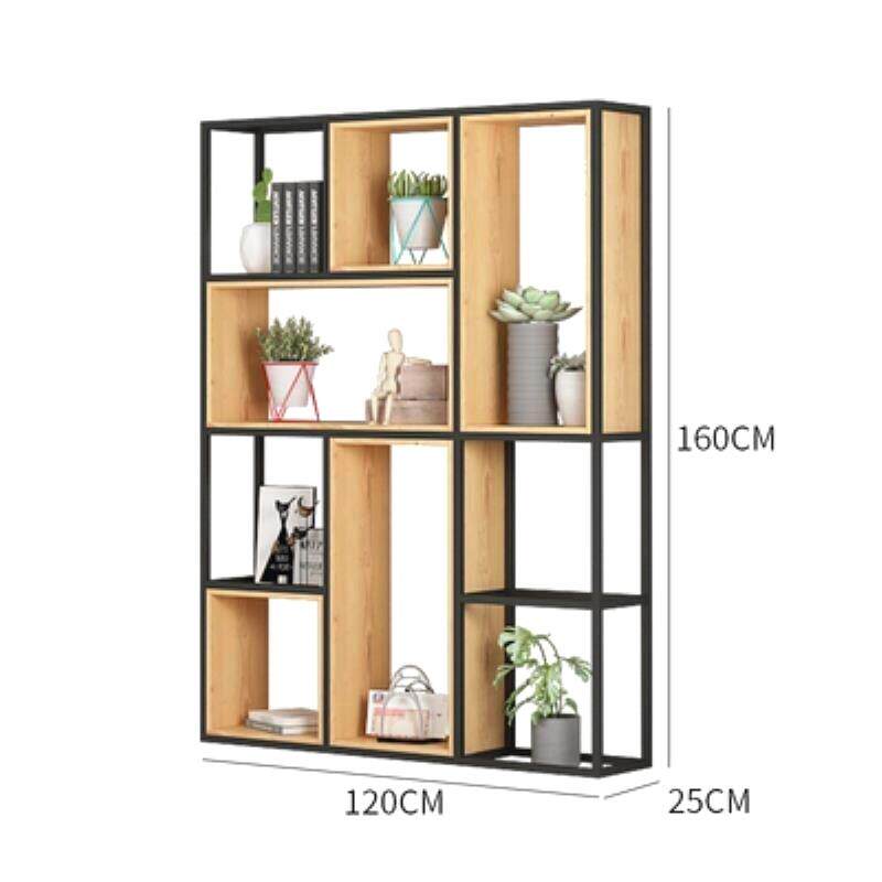 工业风隔断客厅架子实木书架现代简约展示美式铁艺落地屏风架隔板