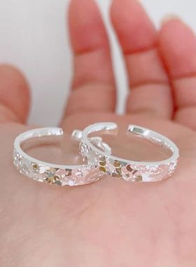 新款爆闪开口碎碎冰戒指实心女士个性小众百搭高级指环送女友批发