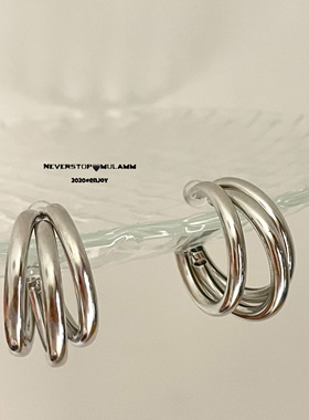 【Neverstop】single没有任何复杂的三个圈圈圆环气质耳钉