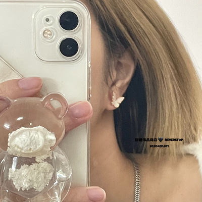 气质纯银蝴蝶耳钉耳环女