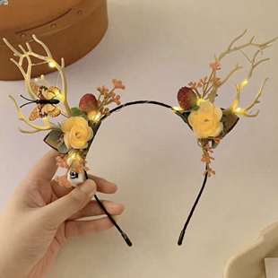 圣诞节发箍发卡成人儿童发光鹿角头饰拍照学校幼儿园圣诞装饰道具