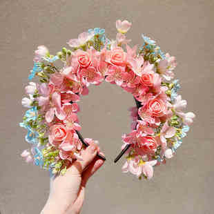 民族风儿童簪花发箍女童泉州花朵花环头饰拍摄女孩中国风汉服发饰