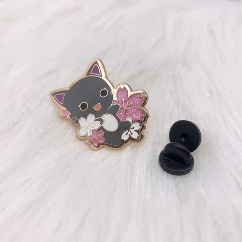 动物胸针创意日韩可爱ins樱花猫咪装饰徽章金属小别针个性百搭