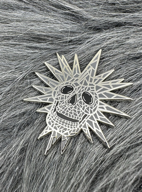 Spooky Island幽灵岛迪斯科头骨珐琅金属徽章