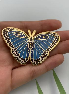 动物胸针创意日韩可爱ins蓝色小蝴蝶装饰徽章百搭金属小别针