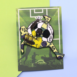 球王贝利足球世界杯胸针梅西马拉多纳金属徽章巴西体育周边纪念品